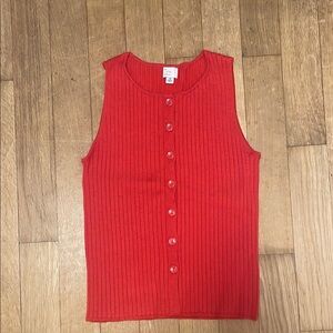 a new day Bright Red Ribbed Top